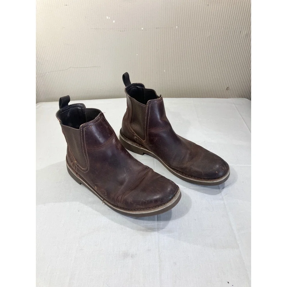 Clarks‎ Mens Dark Brown Leather Chelsea Boots Chukka Ankle Boots Size 10.5